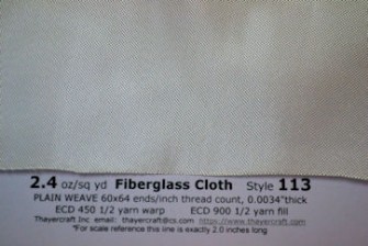 Close up photo of tight weave fiberglass cloth style 113 from thayercraft.com