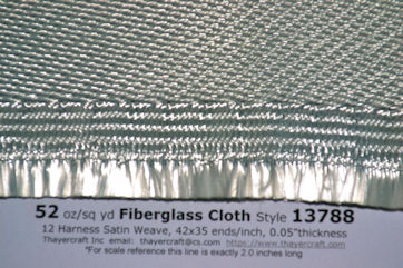 52 ounce Satin Weave Style 13788 Fiberglass Cloth edge view Edge photo of heavy satin weave fiberglass cloth style 13788