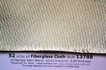 Close up photo of heavy 52 ounce fiberglass cloth