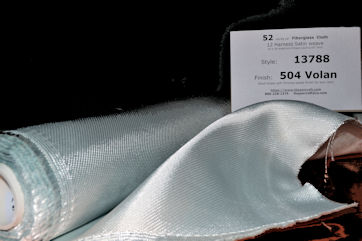 Style 13788 52 oz/sq yd Fiberglass Cloth loose roll Photo of heavy satin weave fiberglass cloth loose on table