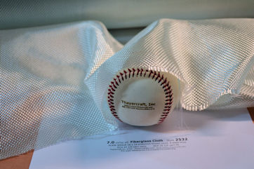 Style 2532, 7 oz/sq yd fiberglass cloth over baseball 