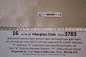 Style 3783 8hs fiberglass cloth const data showing edge from Thayercraft Style 3783 8hs fiberglass cloth const data showing edge from Thayercraft