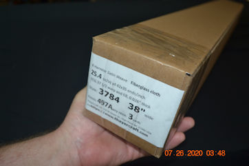 3 yard roll of 3784 boxed ready to ship 3784 3 yard roll in box being held with Steve Thayer's hand
