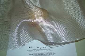 7533 5.9 oz/sq yd Twist weave Fiberglass Cloth over baseball