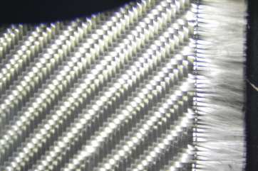 Micro view of 4 x 4 Twill weave Style 7783 Fiberglass Cloth from Thayercraft 4x4 twill style 7783 8.9 oz/sq yd fiberglass fabric micro thayercraft