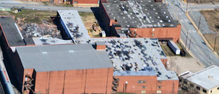Aerial photo of the Alma Desk Building now Thayercraft Inc Aerial photo of the Alma Desk Building now Thayercraft Inc