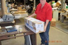 Steve Thayer with a packed 7537 box ready to ship, Thayercraft Inc Steve Thayer with a packed 7537 box ready to ship, Thayercraft Inc